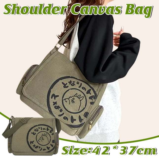 Canvas Shoulder Messenger Bag Large Capacity Travel Laptop Crossbody Bag