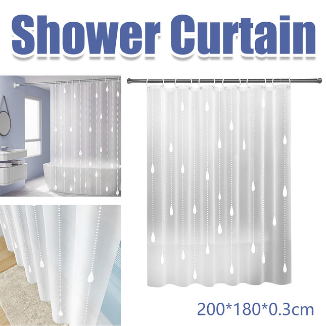Shower Curtain Waterproof Quick-Dry Drill-Free with Hooks 200×180cm