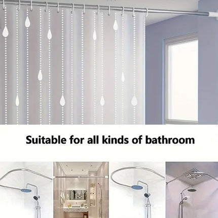 Shower Curtain Waterproof Quick-Dry Drill-Free with Hooks 200×180cm