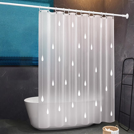 Shower Curtain Waterproof Quick-Dry Drill-Free with Hooks 200×180cm