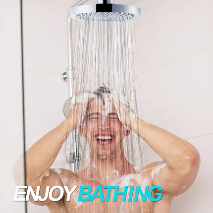 6 Inch High Pressure Shower Head Full Plating Top Mount Extension Arm Bathroom
