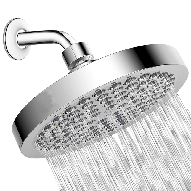 6 Inch High Pressure Shower Head Full Plating Top Mount Extension Arm Bathroom