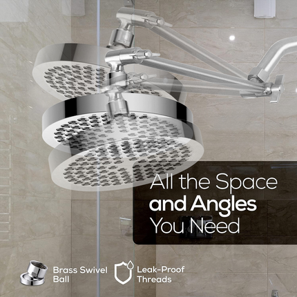 6 Inch High Pressure Shower Head Full Plating Top Mount Extension Arm Bathroom