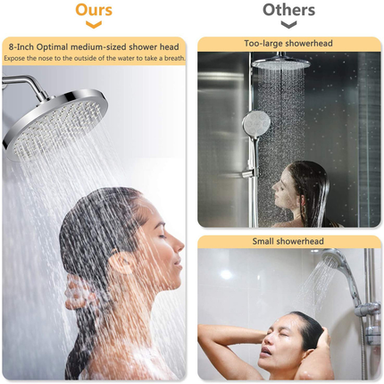 6 Inch High Pressure Shower Head Full Plating Top Mount Extension Arm Bathroom