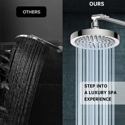 6 Inch High Pressure Shower Head Full Plating Top Mount Extension Arm Bathroom