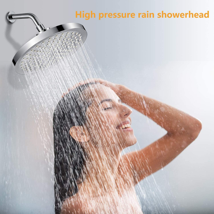 6 Inch High Pressure Shower Head Full Plating Top Mount Extension Arm Bathroom