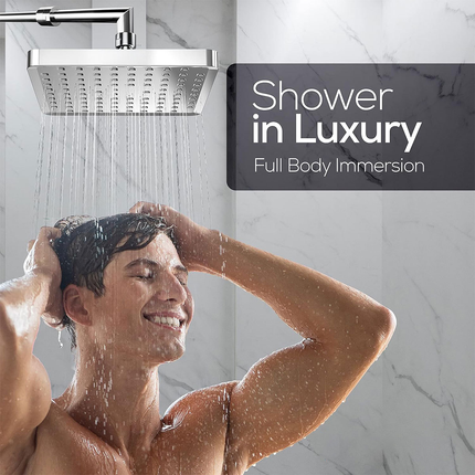 Square Shower Bathroom Rainfall Overhead High Flow Water Saving Spray Nozzle Set