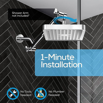 Square Shower Bathroom Rainfall Overhead High Flow Water Saving Spray Nozzle Set
