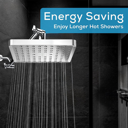 Square Shower Bathroom Rainfall Overhead High Flow Water Saving Spray Nozzle Set