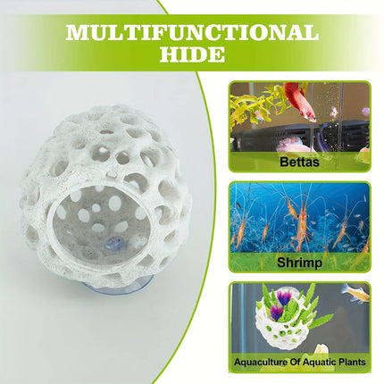 Coral Shrimp Cave Aquarium Hideout 3D Printed Porous Decoration 8x7cm Fish Tank