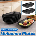 A5 Melamine Rectangular Serving Plates Set of 24 - Matte Black 9in and 10in
