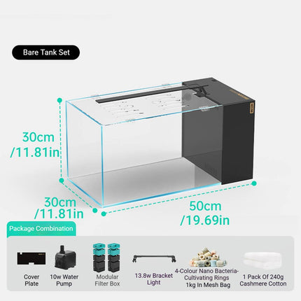 Super White Glass Aquarium Fish Tank Side Filter Dry Wet Separation