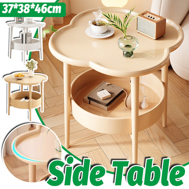 Double Layer Side Table Space Saving Durable Sturdy for Living Room Bedroom Use