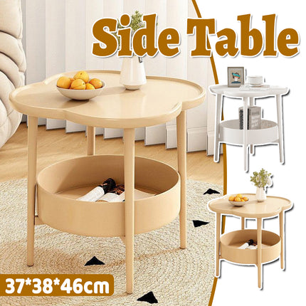 Double Layer Side Table Space Saving Durable Sturdy for Living Room Bedroom Use