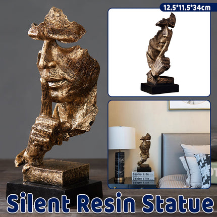 Abstract Half-Face Resin Sculpture with Distressed Metallic Finish