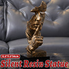 Abstract Half-Face Resin Sculpture with Distressed Metallic Finish