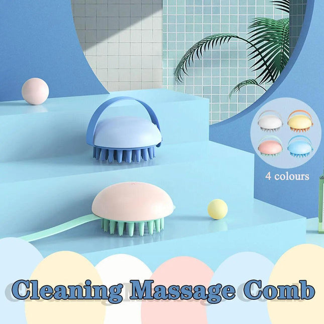 Silicone Hair Shampoo Brush Handheld Head Cleaning Washing Scalp Massage Comb AU - Aimall