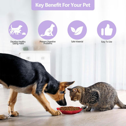 Silicone Pet Bowl Flower Shape Slow Feeder Dog Cat Food Dish Non Slip Design