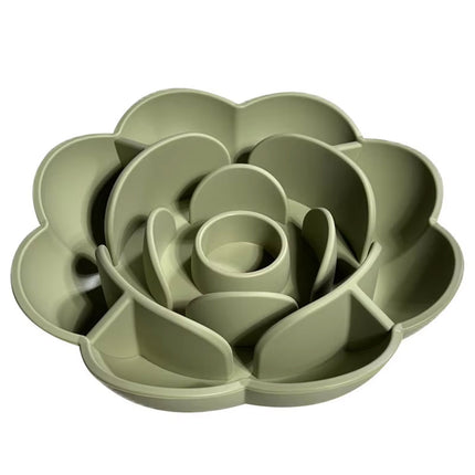 Silicone Pet Bowl Flower Shape Slow Feeder Dog Cat Food Dish Non Slip Design