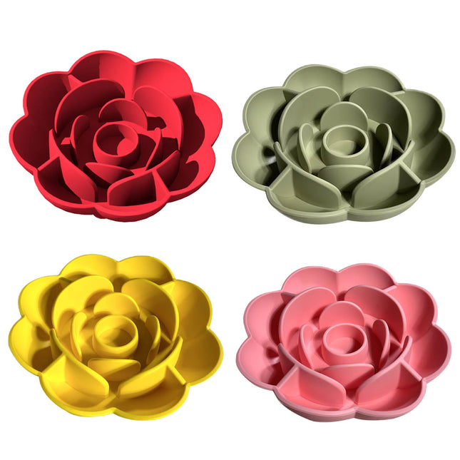 Silicone Pet Bowl Flower Shape Slow Feeder Dog Cat Food Dish Non Slip Design