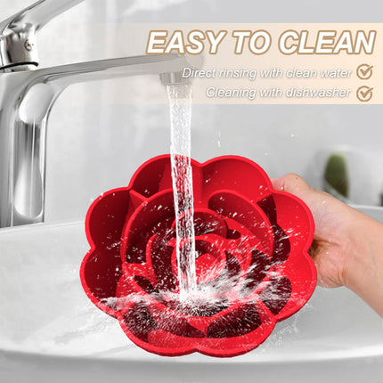 Silicone Pet Bowl Flower Shape Slow Feeder Dog Cat Food Dish Non Slip Design
