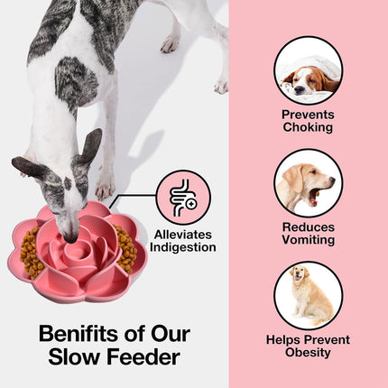 Silicone Pet Bowl Flower Shape Slow Feeder Dog Cat Food Dish Non Slip Design