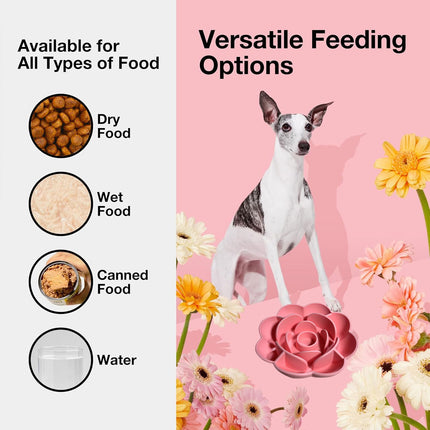 Silicone Pet Bowl Flower Shape Slow Feeder Dog Cat Food Dish Non Slip Design