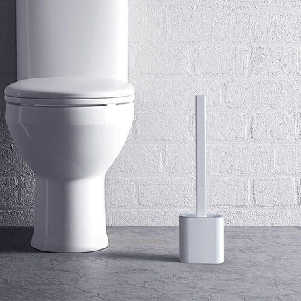 TPR Toilet Brush Set Silicone-Like Head with Holder Wall Mounted Detachable Handle