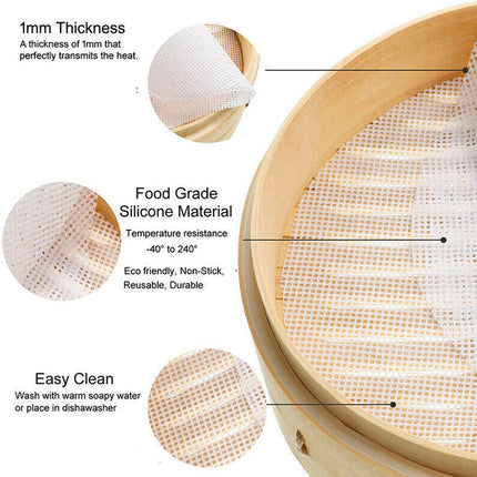 3pcs Silicone Steamer Pad Steamer Cloth Non stick Drawer Cloth Reusable Kitchen