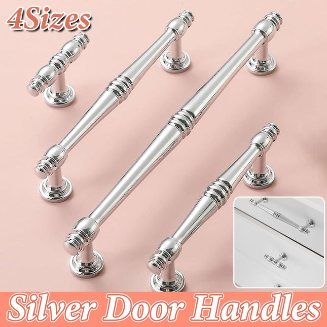 Cabinet Drawer Handles Silver 4Sizes Modern Wardrobe Pull Simple Luxury Design
