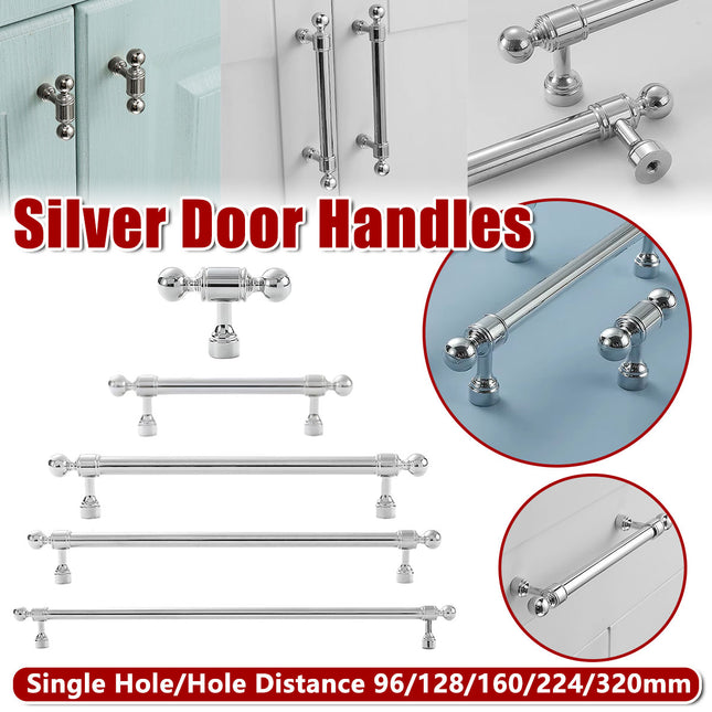 Silver Closet Handle Modern Round Ball Long Pull for Drawer Cabinet Door Use