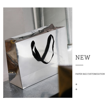 25PCS Silver Mirror Paper Bags Gift Bags with Handles for Birthday Party Favor