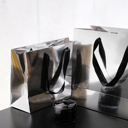 25PCS Silver Mirror Paper Bags Gift Bags with Handles for Birthday Party Favor