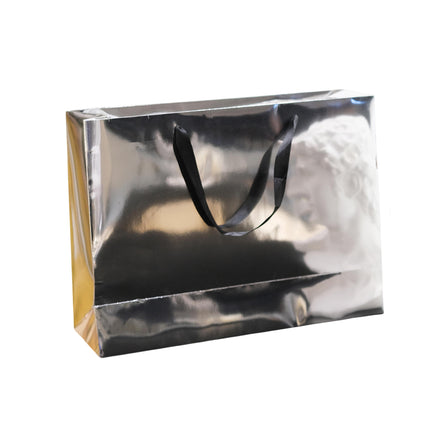 25PCS Silver Mirror Paper Bags Gift Bags with Handles for Birthday Party Favor