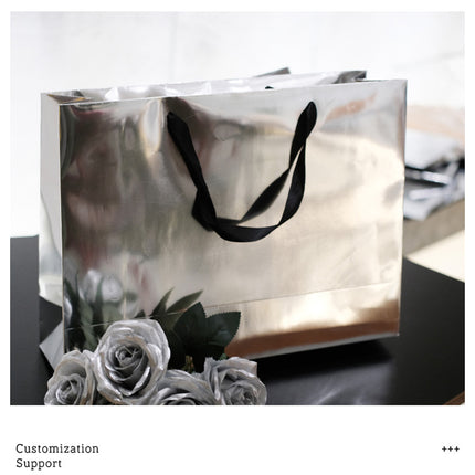 25PCS Silver Mirror Paper Bags Gift Bags with Handles for Birthday Party Favor