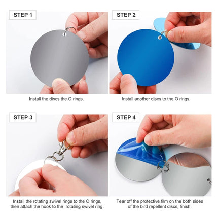 8 PCS Bird Repellent Reflector Mirror Outdoor Farm Hanging Bird Scare Device