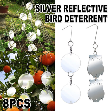 8 PCS Bird Repellent Reflector Mirror Outdoor Farm Hanging Bird Scare Device