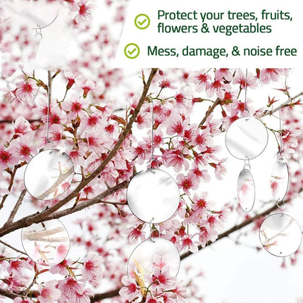 8 PCS Bird Repellent Reflector Mirror Outdoor Farm Hanging Bird Scare Device