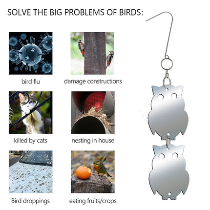 8 PCS Bird Repellent Reflector Mirror Outdoor Farm Hanging Bird Scare Device