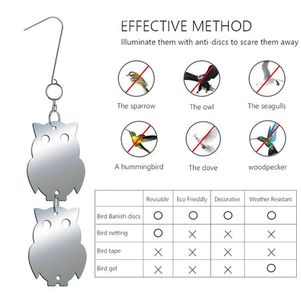 8 PCS Bird Repellent Reflector Mirror Outdoor Farm Hanging Bird Scare Device