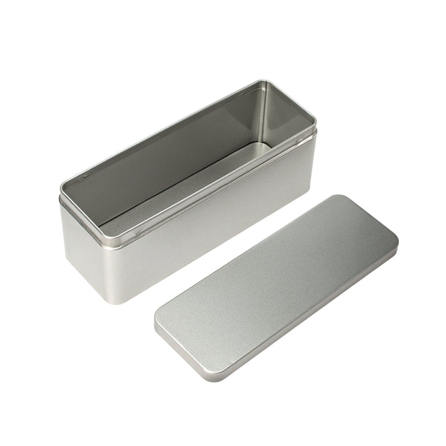 25 Pack Rectangular Metal Storage Tin Boxes with Lids Silver Gift and Craft Packaging