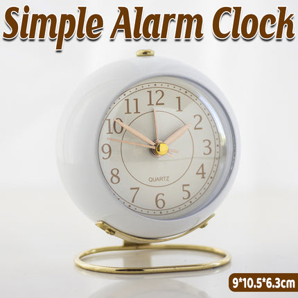 Simple Quiet Metal Alarm Clock with Night Light Battery-powered for Home Bedroom
