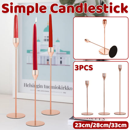 3PCS Simple Metal Candle Holder Decoration Rustproof Home Living Room Tabletop