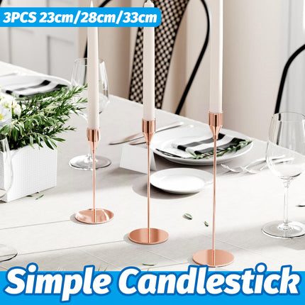 3PCS Simple Metal Candle Holder Decoration Rustproof Home Living Room Tabletop
