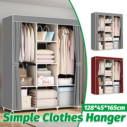 Simple Wardrobe with Dustproof Curtain Space Saving Stable Durable for Home Use