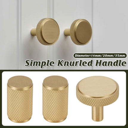 Brass Handle Modern Simple Knurled Copper Pull Closet Drawer Cabinet Door Handle
