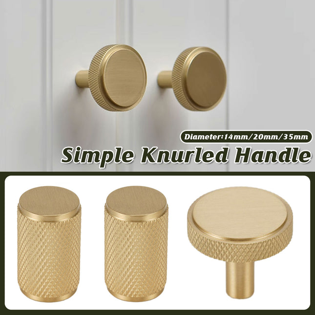 Brass Handle Modern Simple Knurled Copper Pull Closet Drawer Cabinet Door Handle