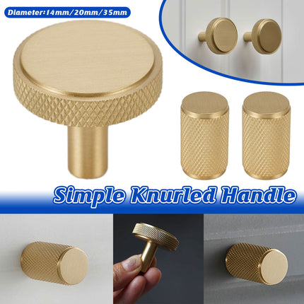 Brass Handle Modern Simple Knurled Copper Pull Closet Drawer Cabinet Door Handle