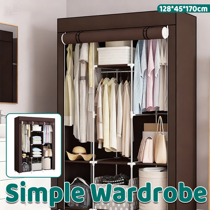 Simple Wardrobe With Shoe Rack Non Woven Fabric Foldable For Home Bedroom