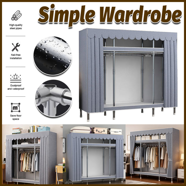 Simple Wardrobe Closet Storage Organizer Durable Steel Dust-Proof Easy to Use